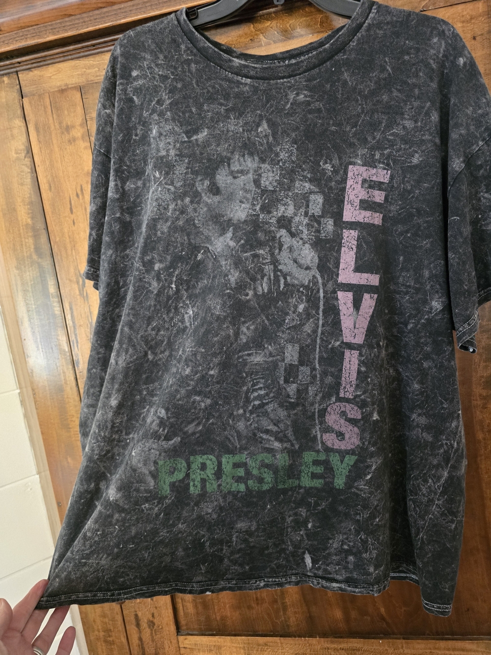 Elvis Presley Black Mineral Washed Graphic Short Sleeve Tee XL